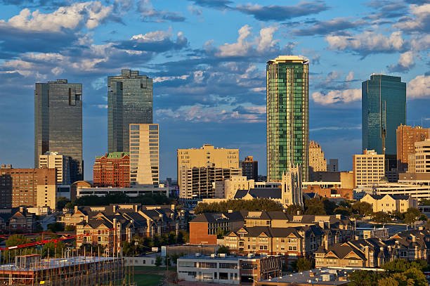 cityscape of fort worth texas in early evening light